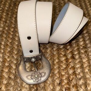 Shyanne White Leather Belt with Silver Buckle